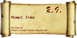 Rumpl Irma névjegykártya